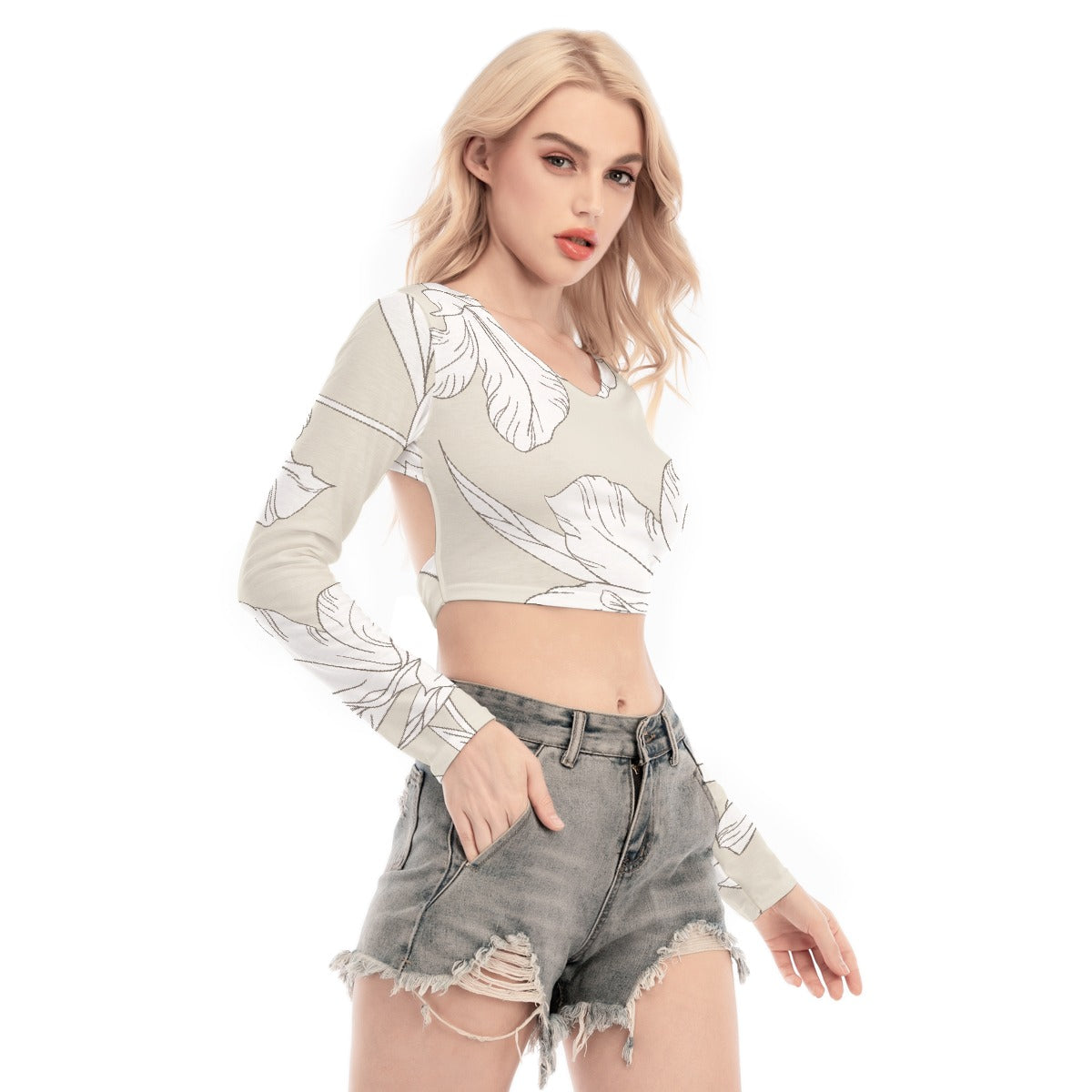 All-Over Print Women's Back Hollow T-shirt With Strap