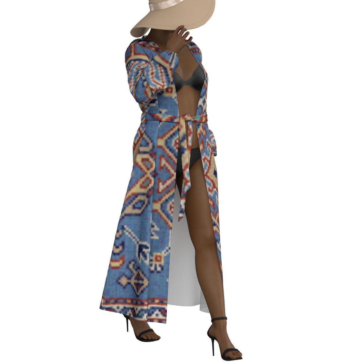 All-Over Print Women's Lace-up Chiffon Robe