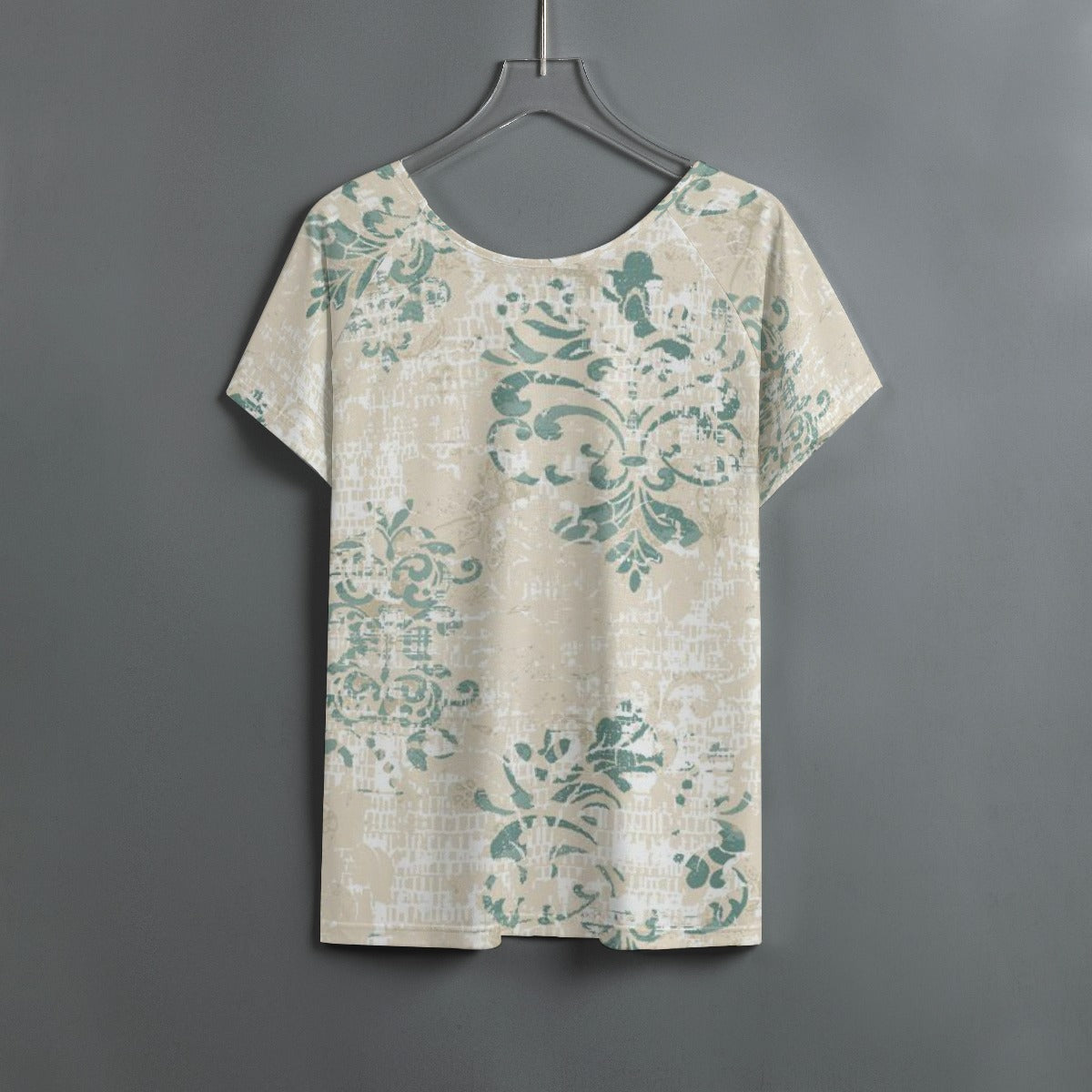 All-Over Print Women's Round Neck T-shirt With Raglan Sleeve