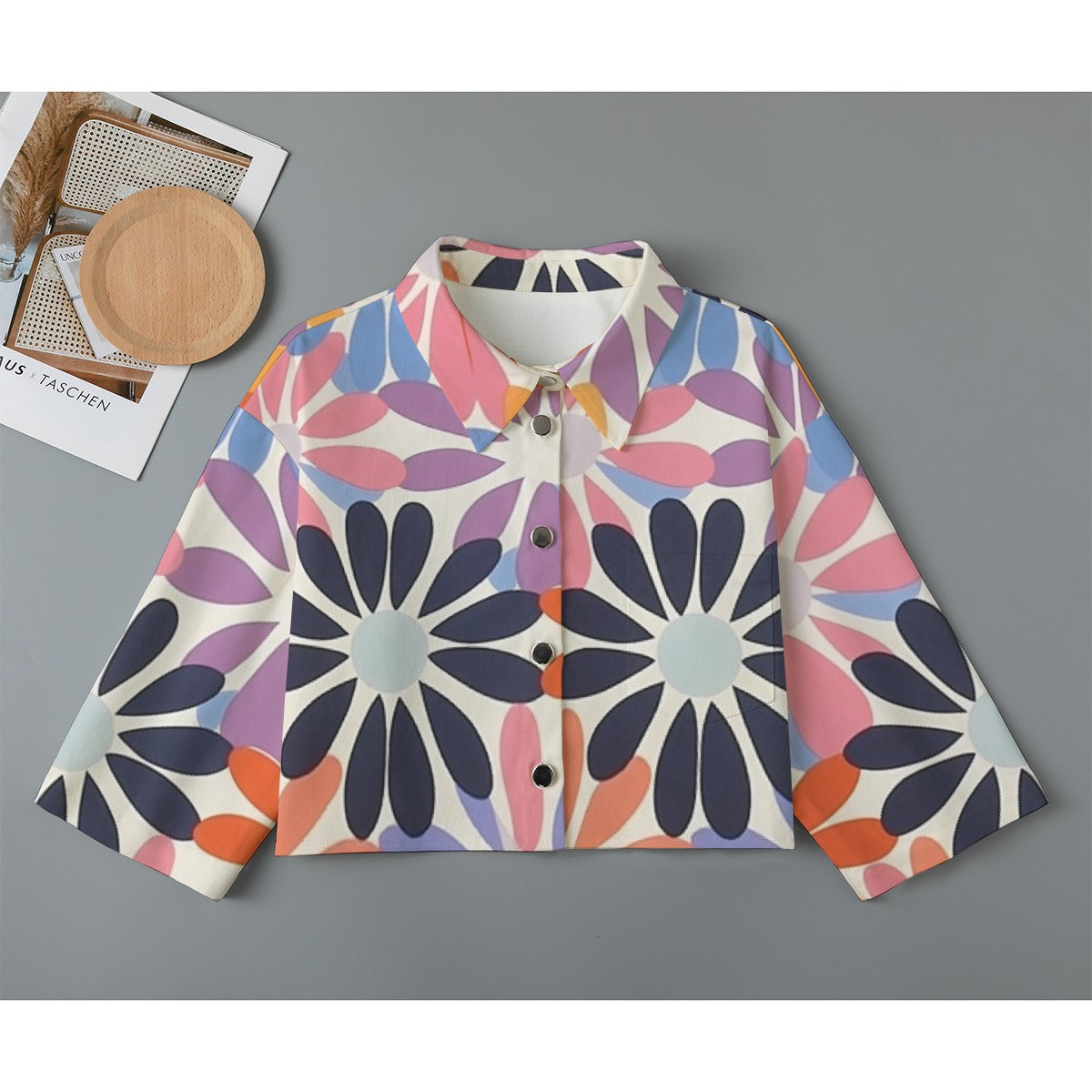 All-Over Print Women's Cropped Jacket | 245GSM Cotton