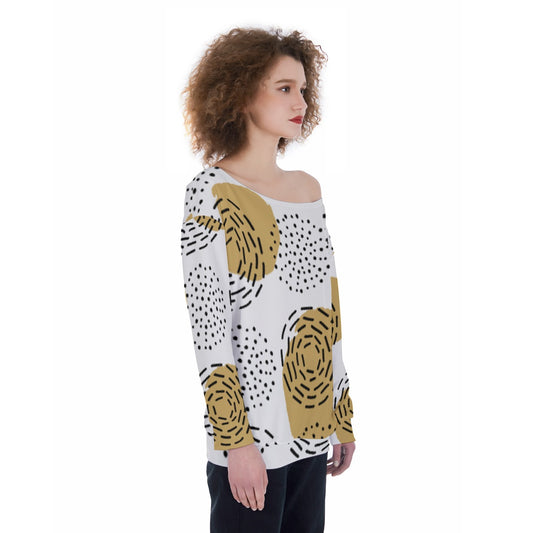 All-Over Print Oversized Women's Off-Shoulder Sweatshirt