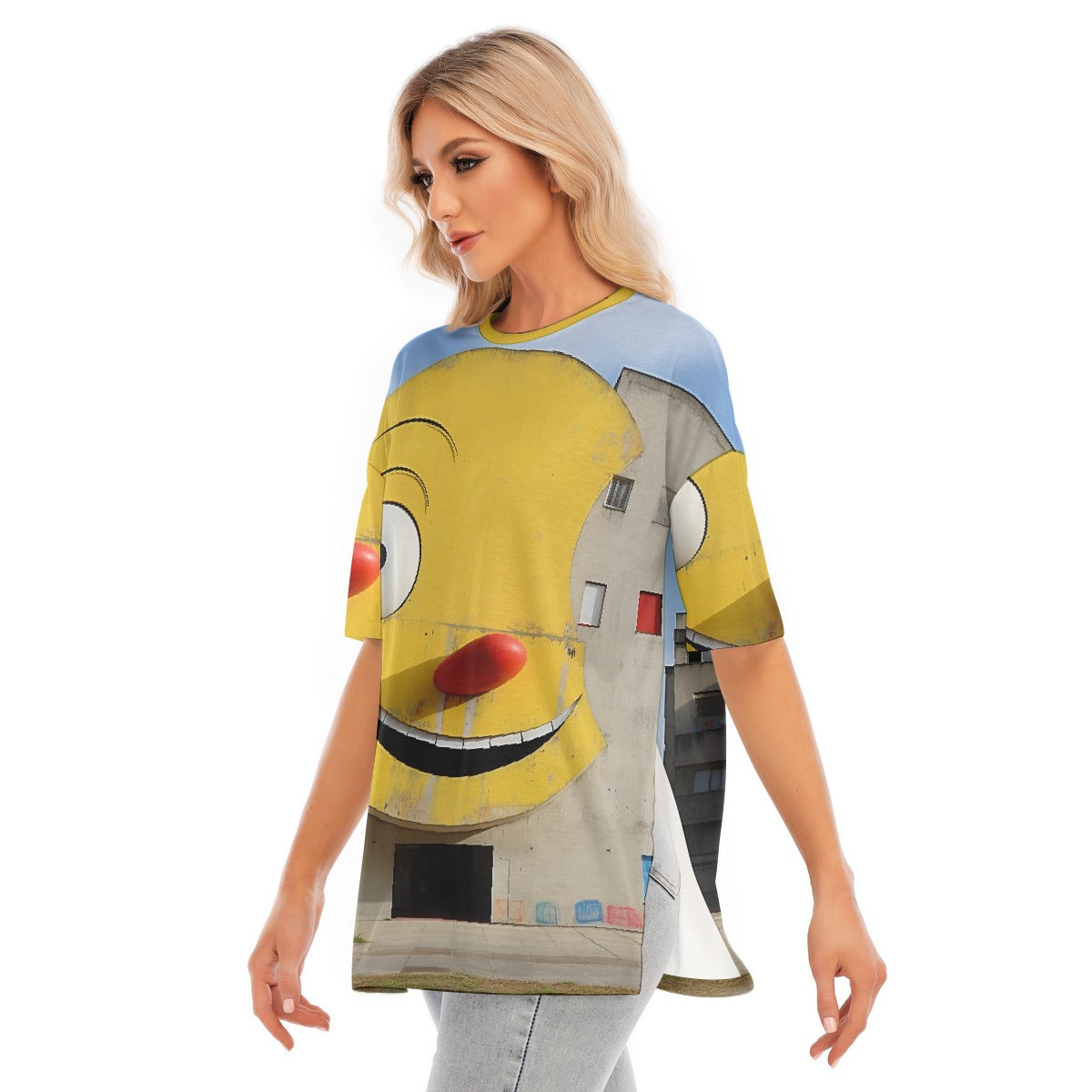 All-Over Print Women's Short Sleeves T-shirt With Hem Split