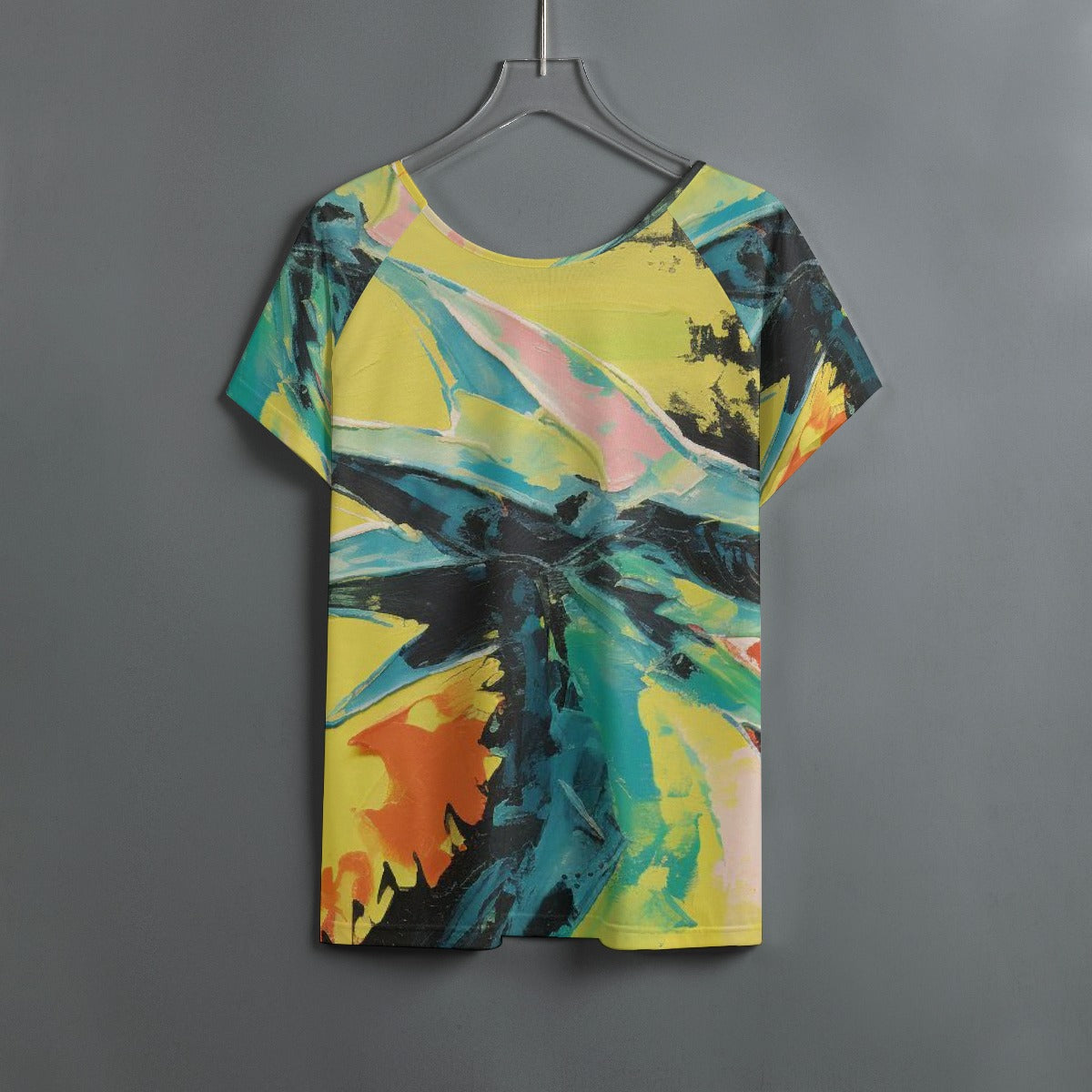 All-Over Print Women's Round Neck T-shirt With Raglan Sleeve