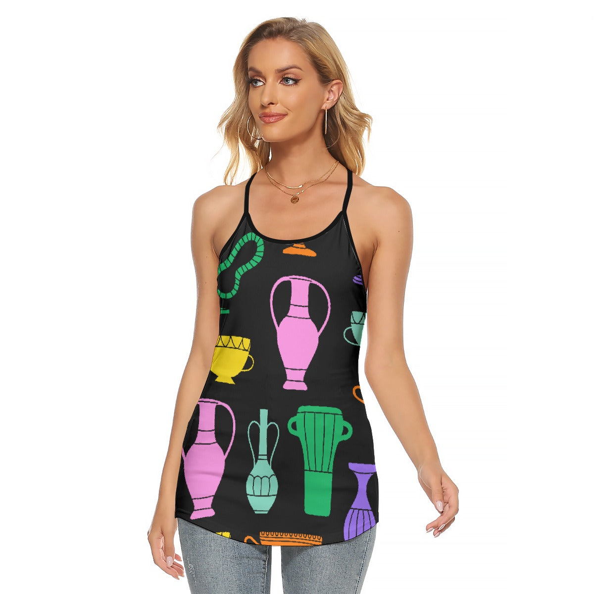 All-Over Print Women's Criss-Cross Open Back Tank Top