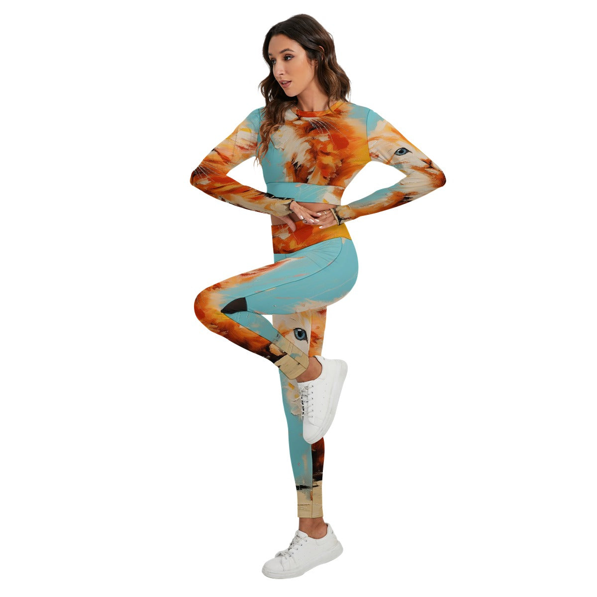All-Over Print Women's Sport Set With Backless Top And Leggings