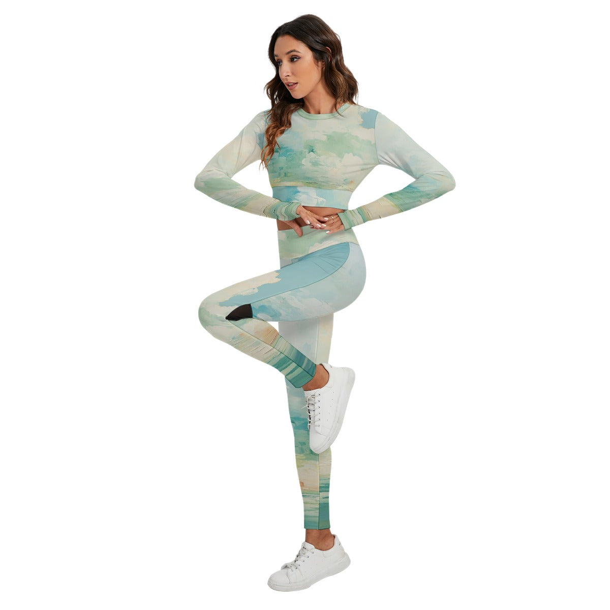 All-Over Print Women's Sport Set With Backless Top And Leggings