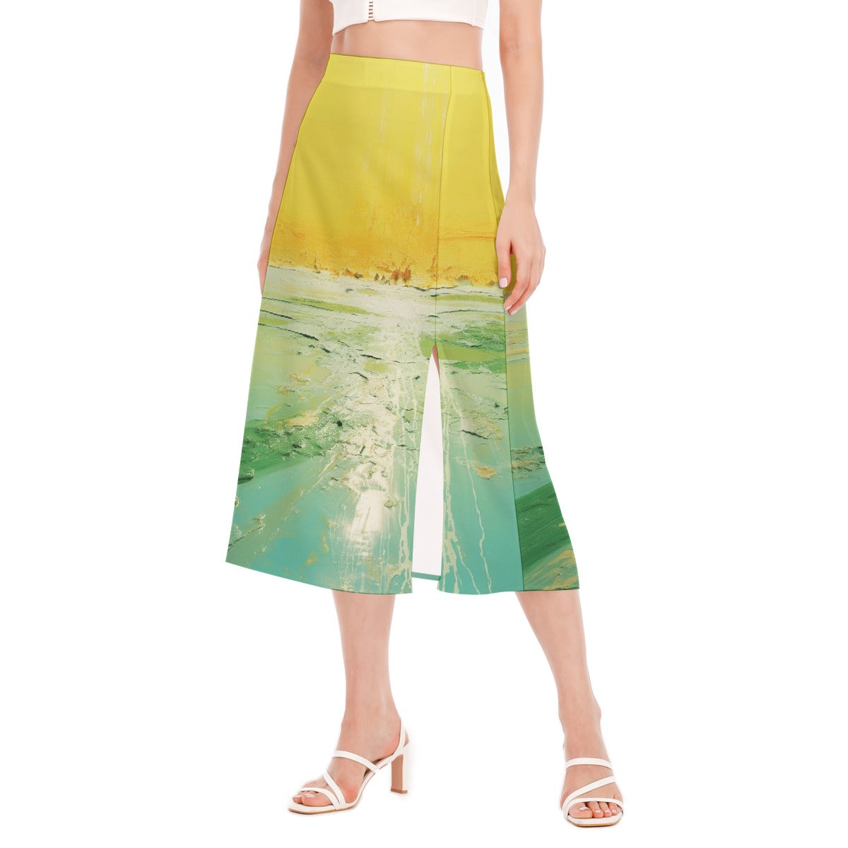 All-Over Print Women's High Slit Long Skirt