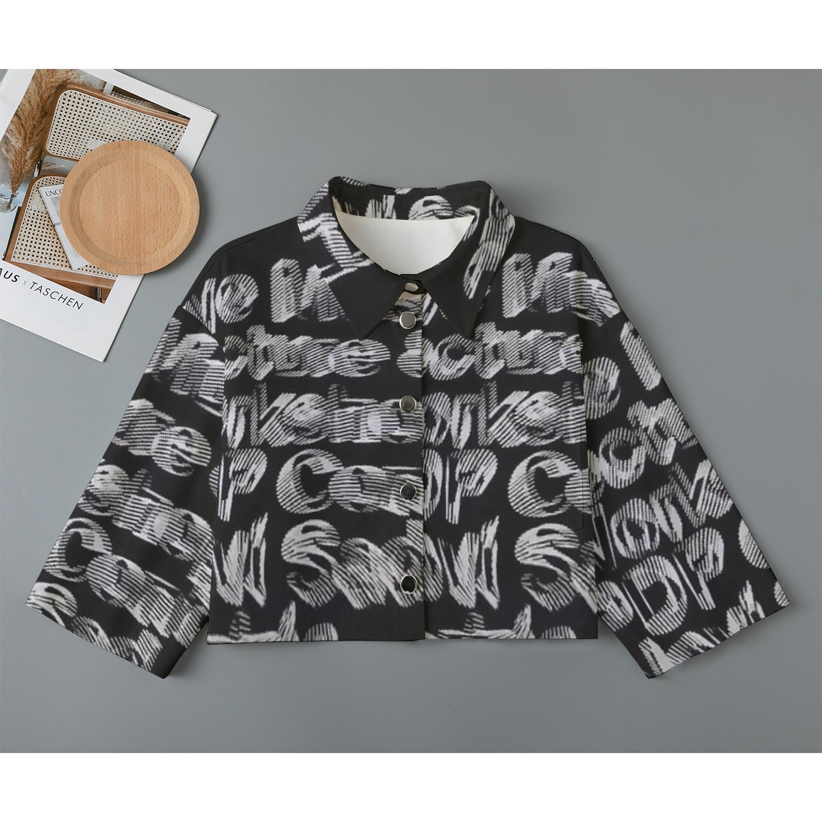 All-Over Print Women's Cropped Jacket | 245GSM Cotton