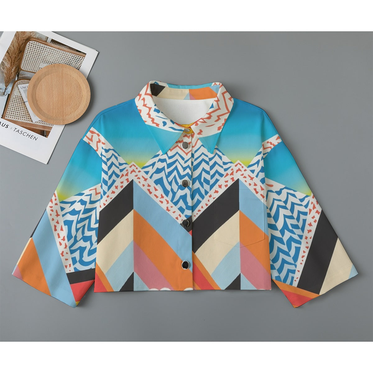 All-Over Print Women's Cropped Jacket | 245GSM Cotton