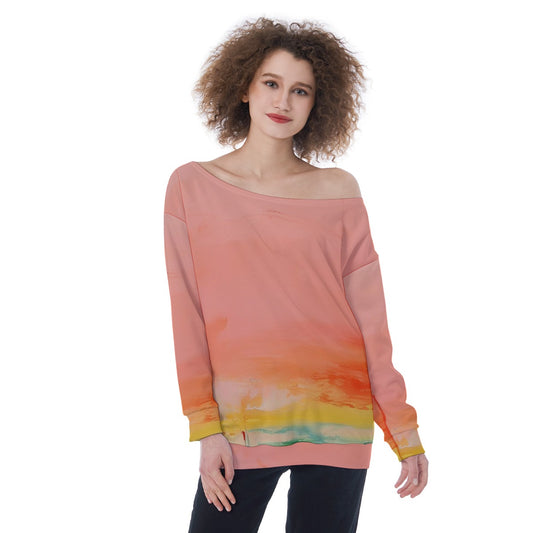 All-Over Print Oversized Women's Off-Shoulder Sweatshirt