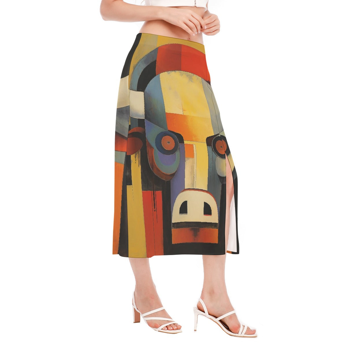 All-Over Print Women's High Slit Long Skirt