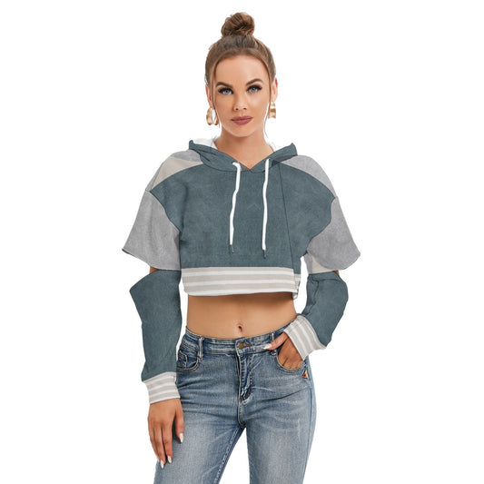 All-Over Print Women's Heavy Fleece Hoodie With Hollow Out Sleeve