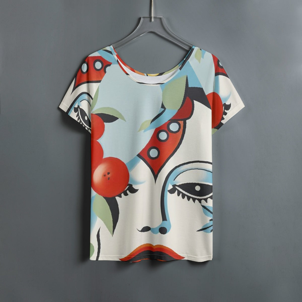 All-Over Print Women's Round Neck T-shirt With Raglan Sleeve