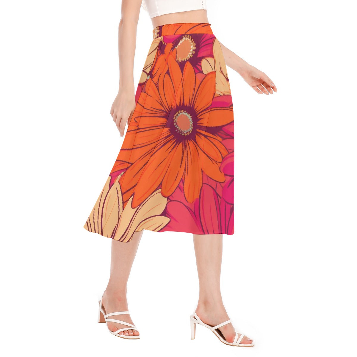 All-Over Print Women's Long Section Chiffon Skirt