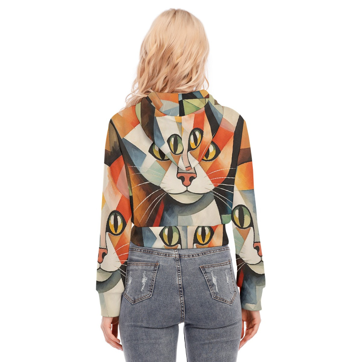All-Over Print Women's Crop Top Hoodie With Zipper Closure