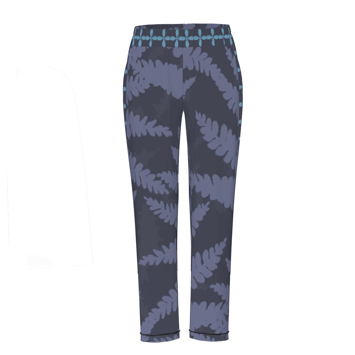 All-Over Print Women's Long Sleeve Pajama Set With Black Contrast Piping