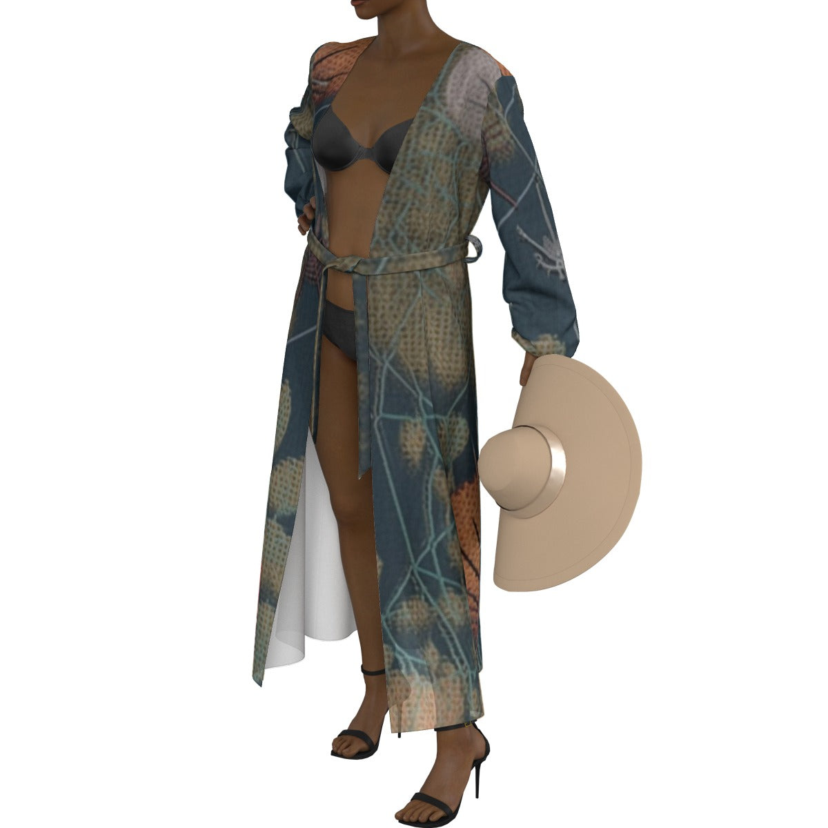 All-Over Print Women's Lace-up Chiffon Robe