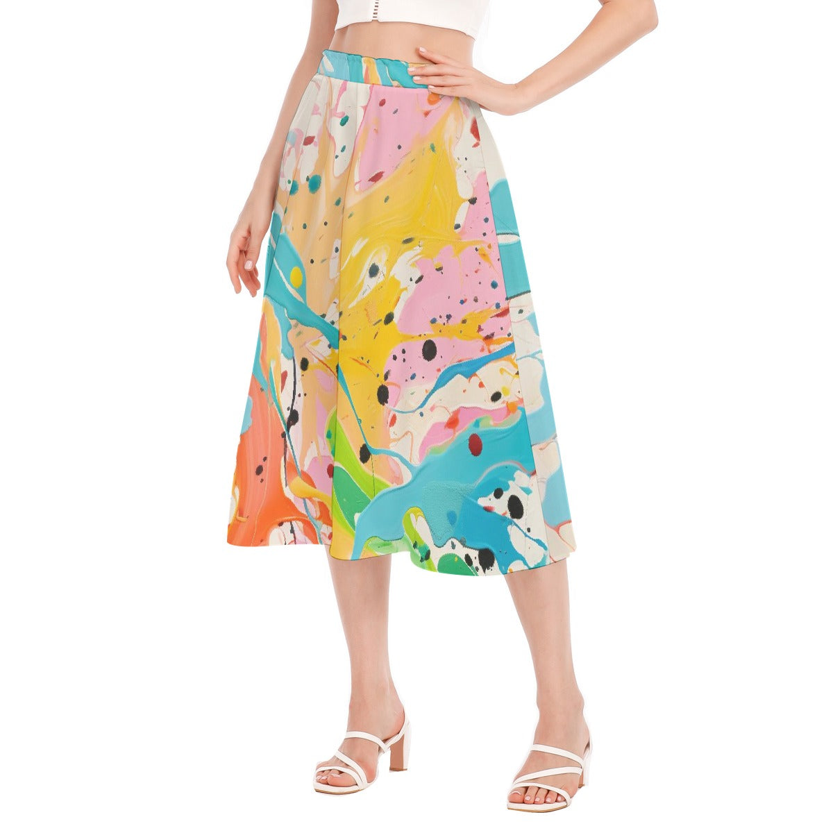 All-Over Print Women's Long Section Chiffon Skirt