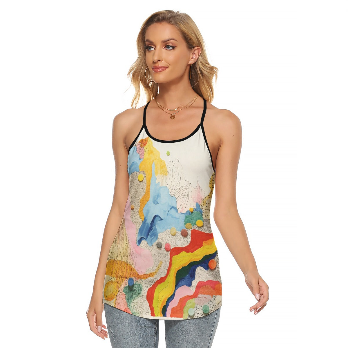 All-Over Print Women's Criss-Cross Open Back Tank Top