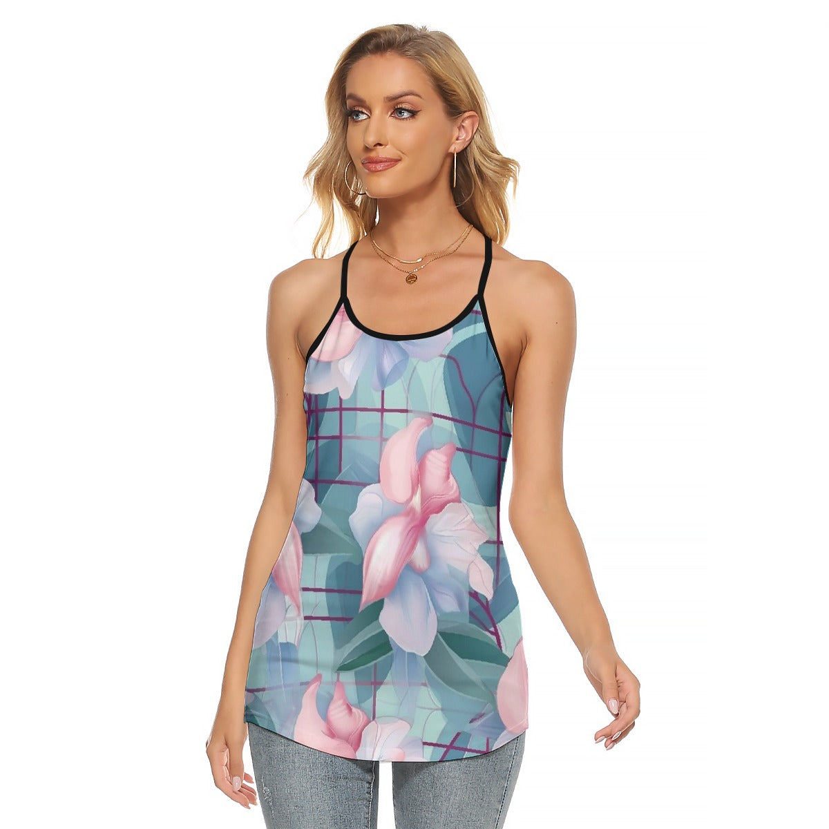 All-Over Print Women's Criss-Cross Open Back Tank Top