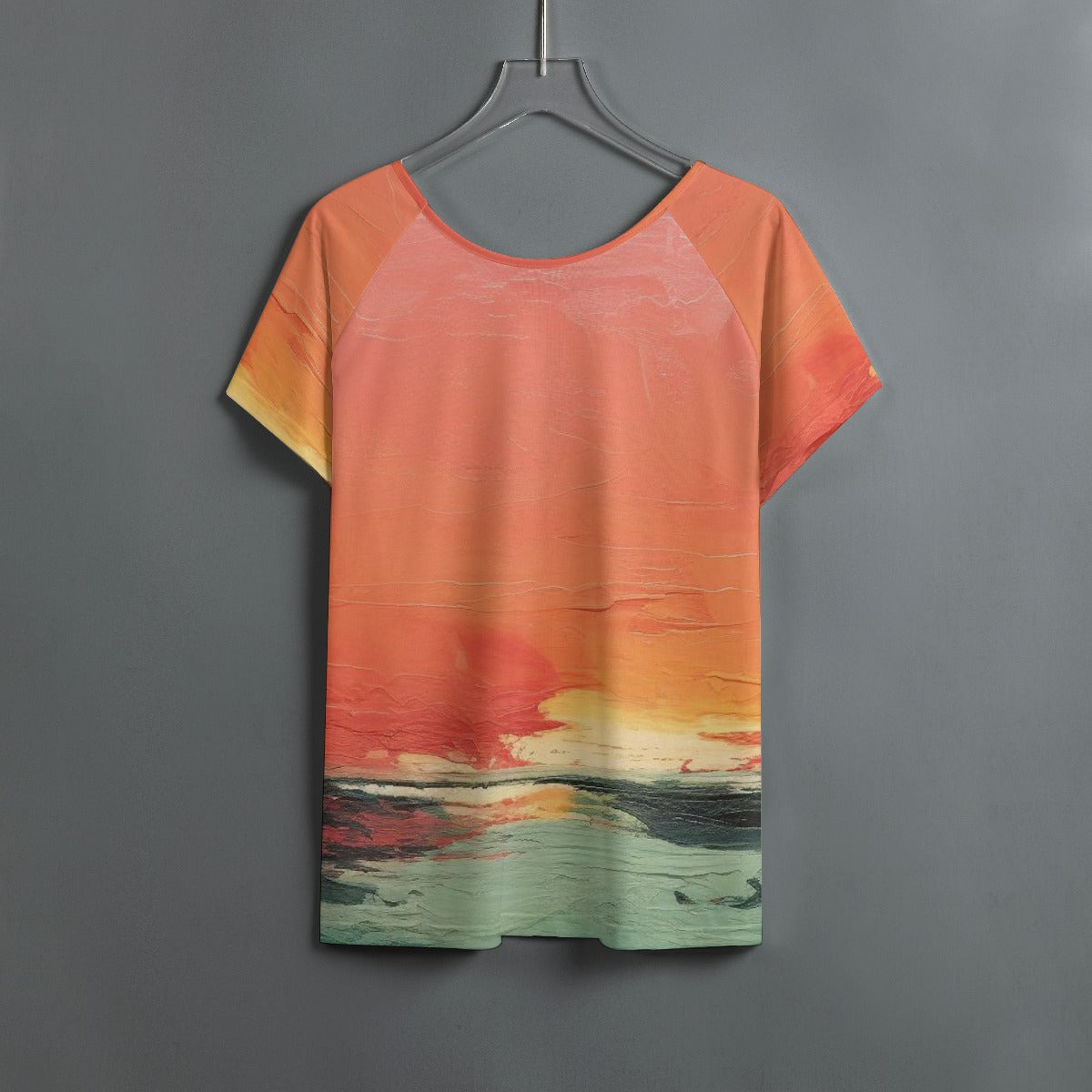 All-Over Print Women's Round Neck T-shirt With Raglan Sleeve