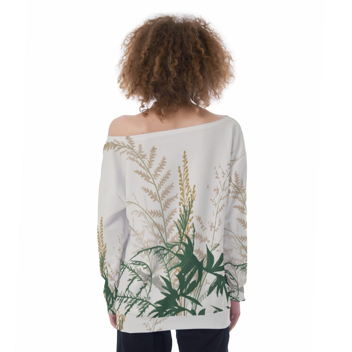 All-Over Print Oversized Women's Off-Shoulder Sweatshirt
