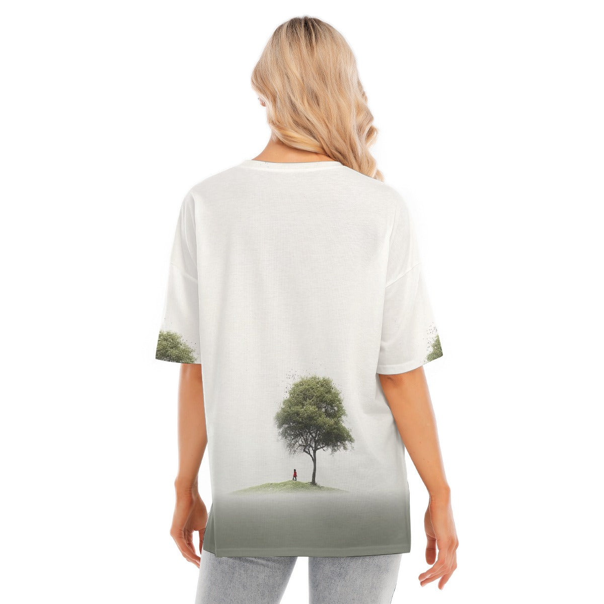 All-Over Print Women's Short Sleeves T-shirt With Hem Split