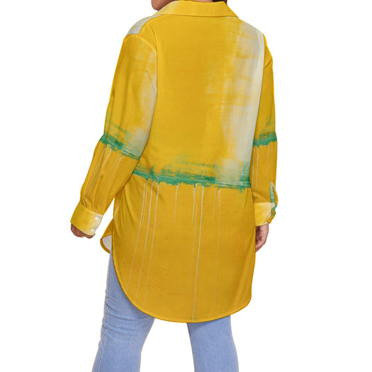 All-Over Print Women's Shirt With Long Sleeve(Plus Size)