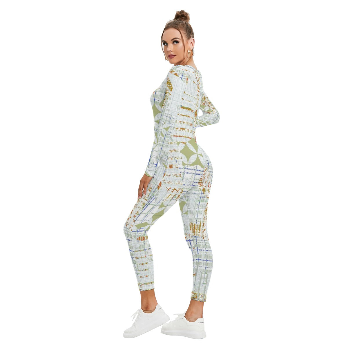All-Over Print Women's Plunging Neck Jumpsuit