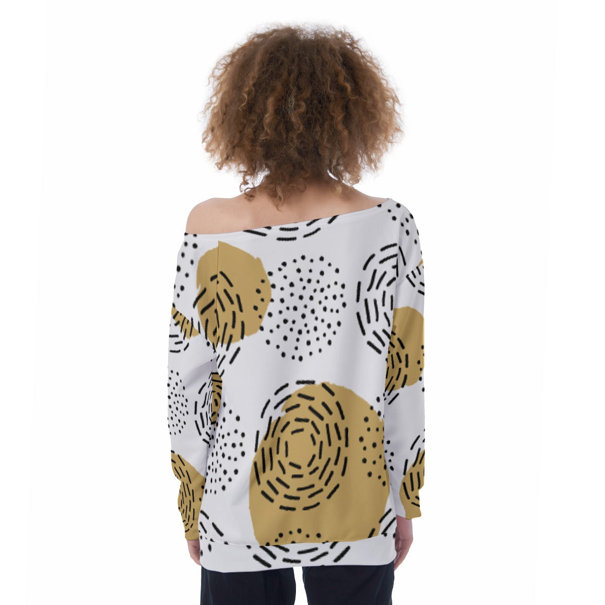 All-Over Print Oversized Women's Off-Shoulder Sweatshirt