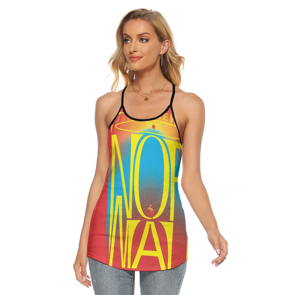 All-Over Print Women's Criss-Cross Open Back Tank Top