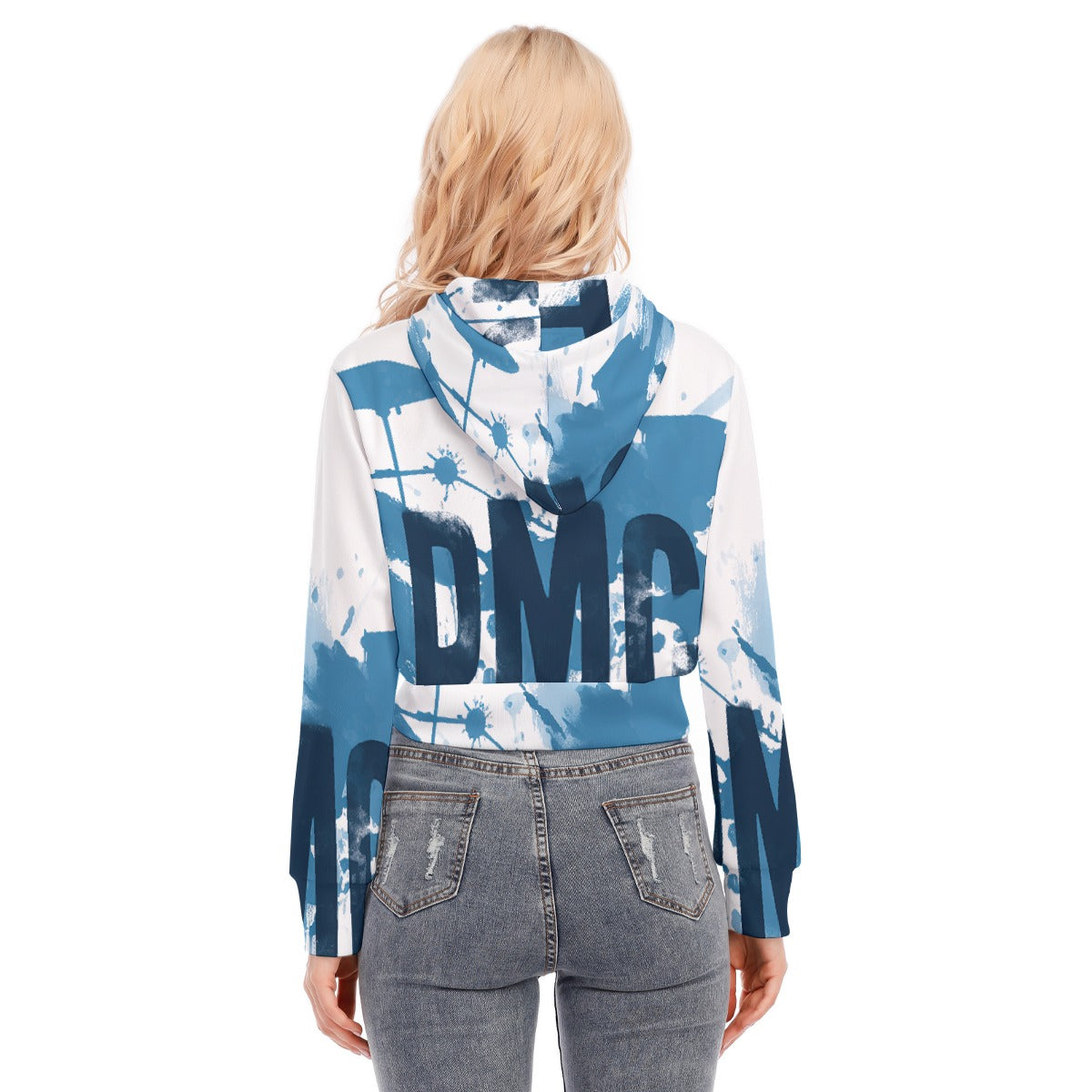 All-Over Print Women's Crop Top Hoodie With Zipper Closure