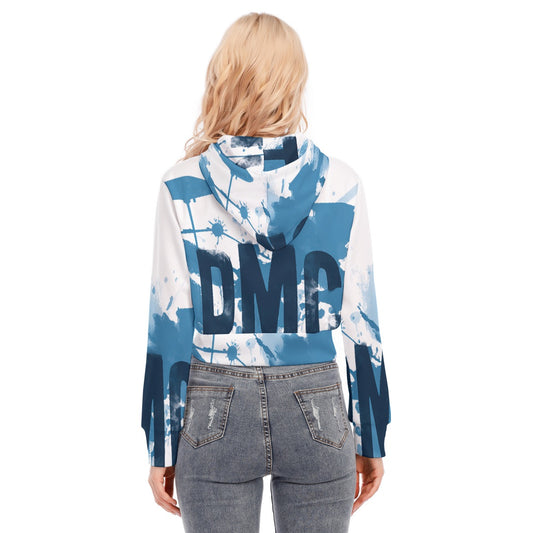 All-Over Print Women's Crop Top Hoodie With Zipper Closure