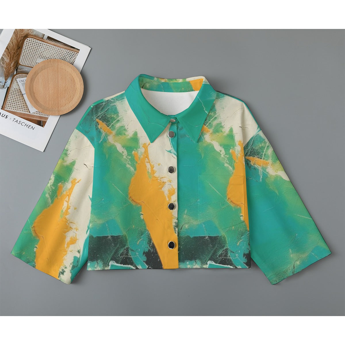 All-Over Print Women's Cropped Jacket | 245GSM Cotton