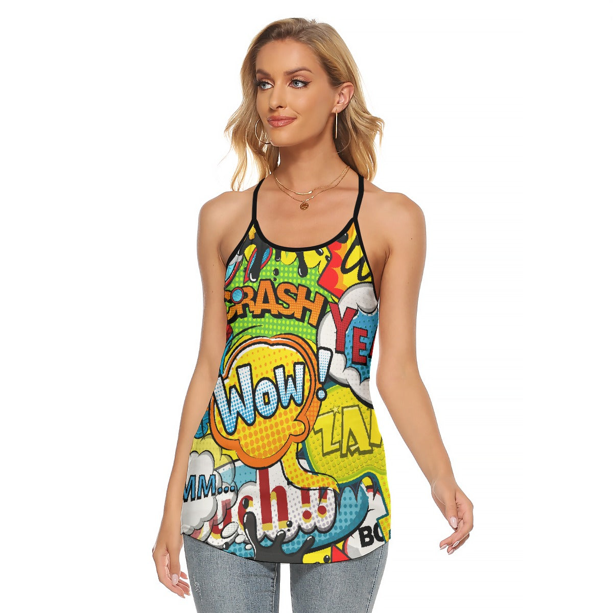 All-Over Print Women's Criss-Cross Open Back Tank Top