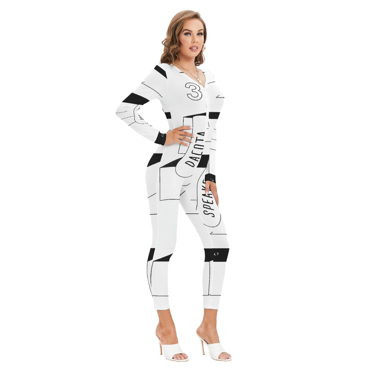 All-Over Print Women's Plunging Neck Jumpsuit