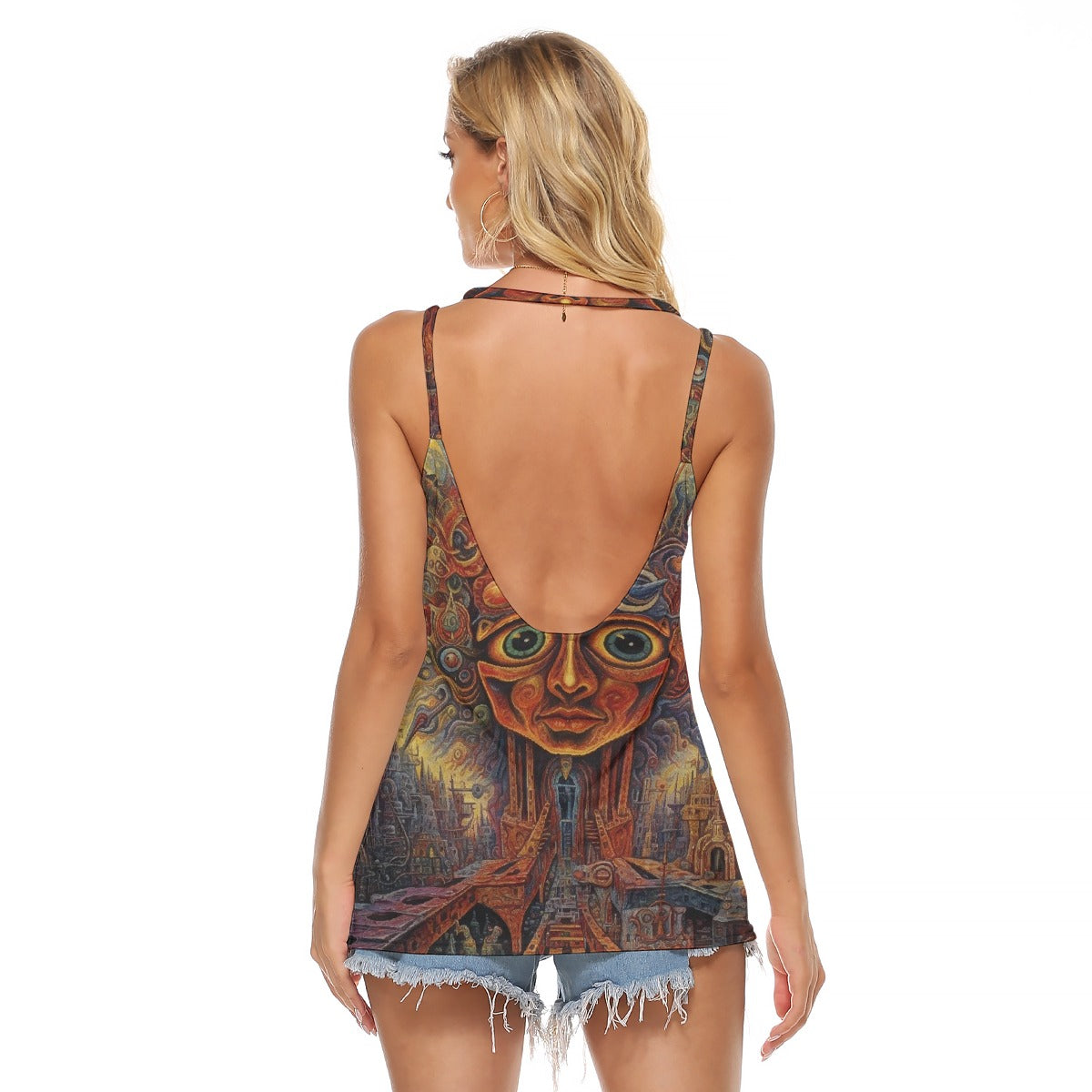 All-Over Print Women's Halter Top With Backless