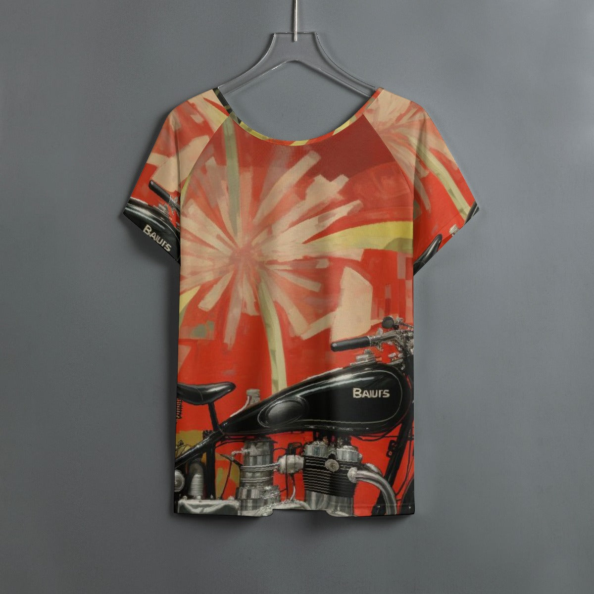 All-Over Print Women's Round Neck T-shirt With Raglan Sleeve
