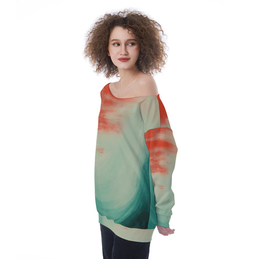 All-Over Print Oversized Women's Off-Shoulder Sweatshirt