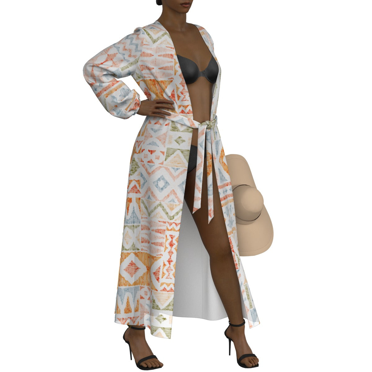 All-Over Print Women's Lace-up Chiffon Robe