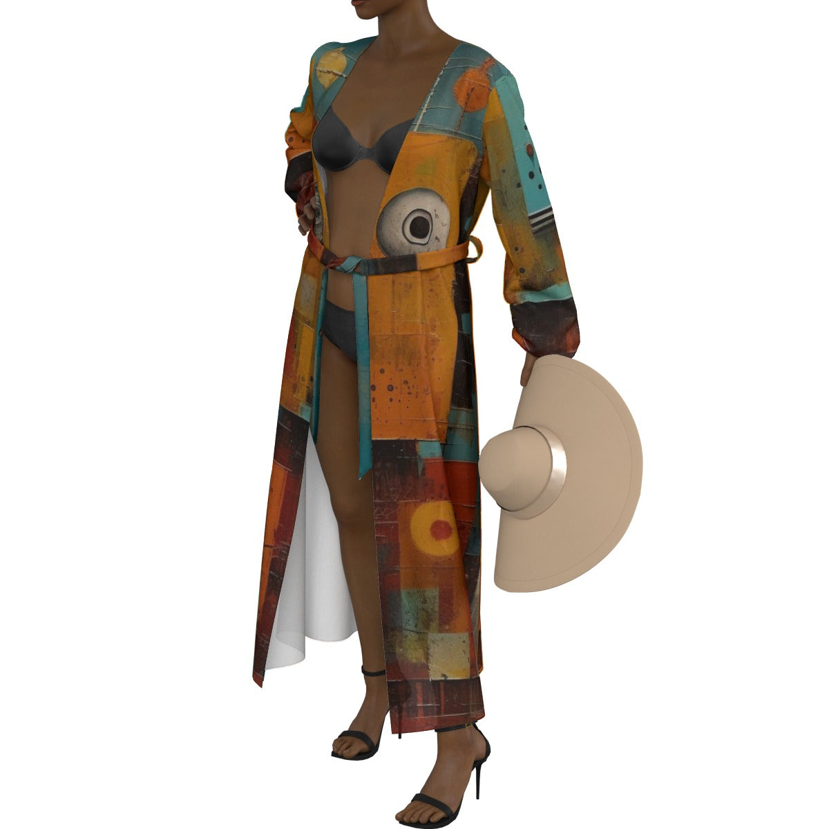 All-Over Print Women's Lace-up Chiffon Robe