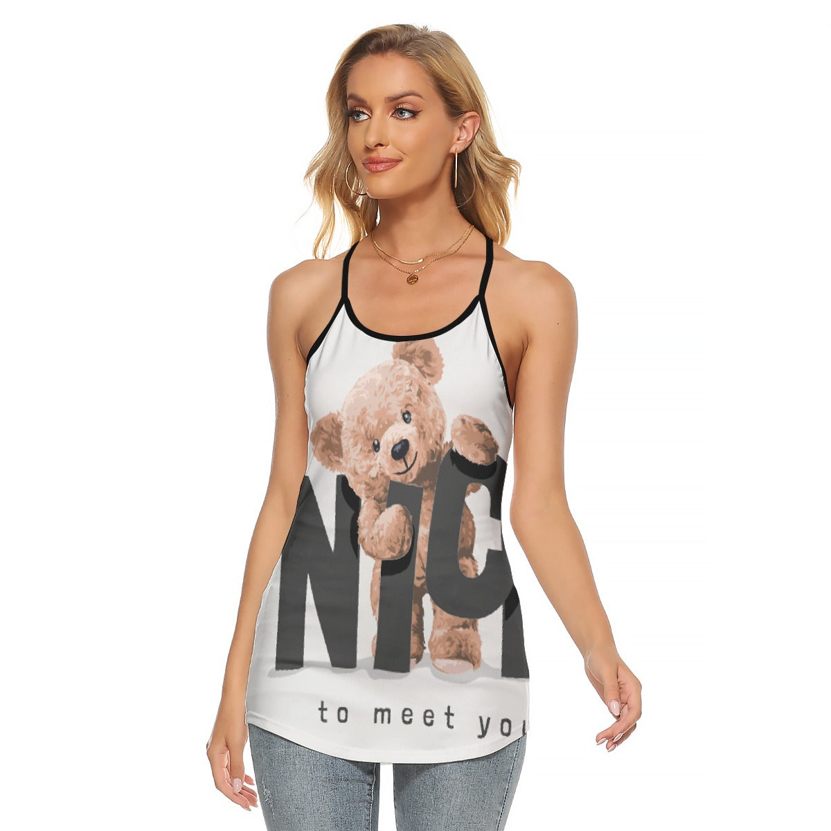 All-Over Print Women's Criss-Cross Open Back Tank Top