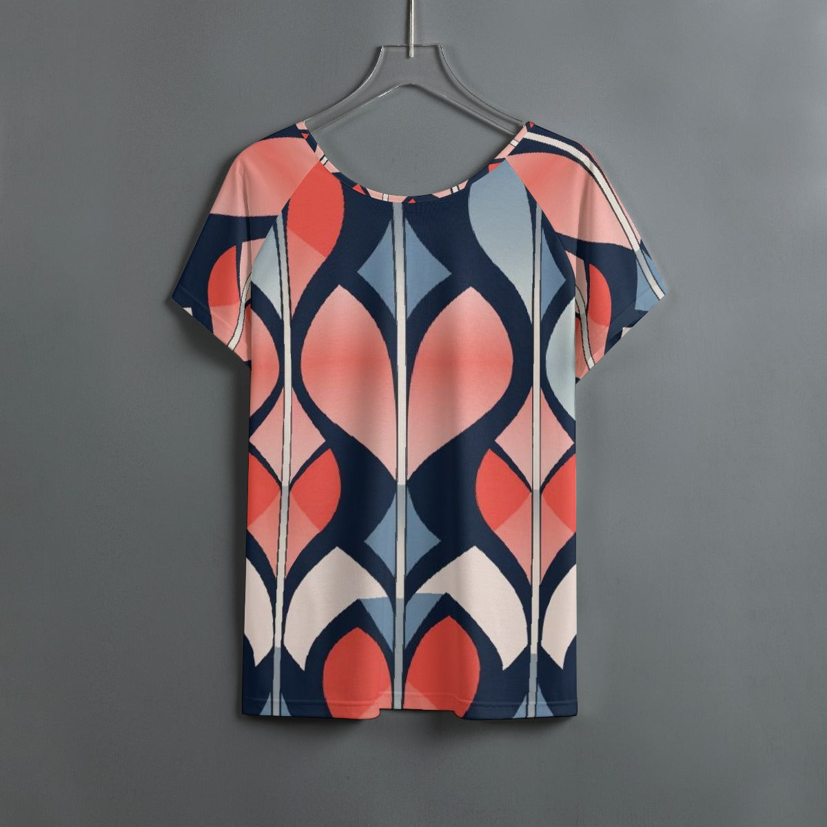 All-Over Print Women's Round Neck T-shirt With Raglan Sleeve