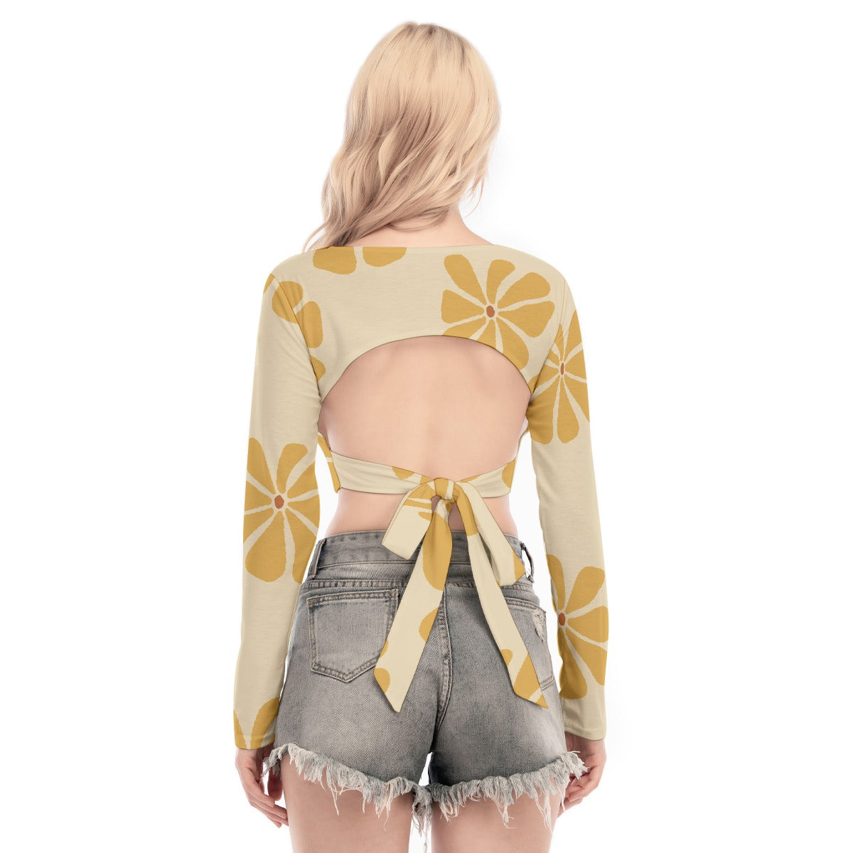 All-Over Print Women's Back Hollow T-shirt With Strap
