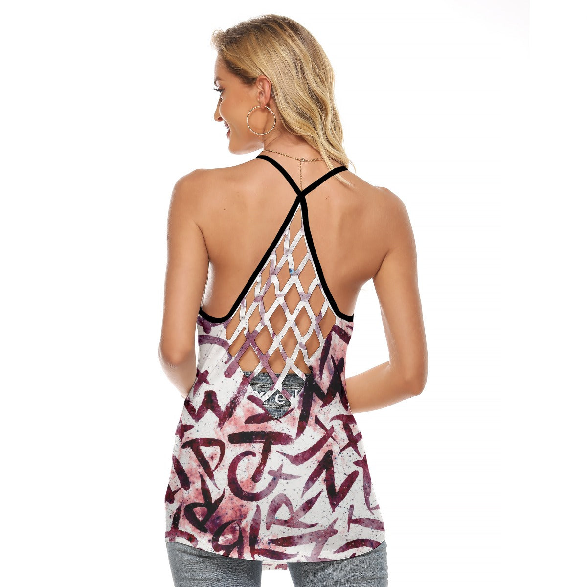 All-Over Print Women's Criss-Cross Open Back Tank Top