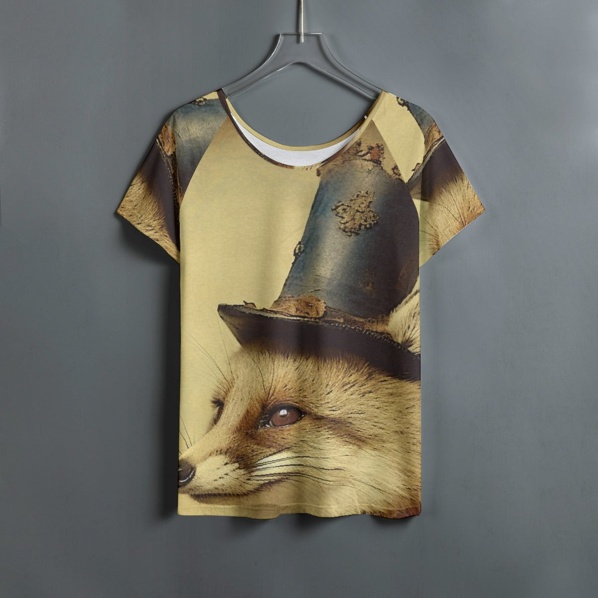 All-Over Print Women's Round Neck T-shirt With Raglan Sleeve