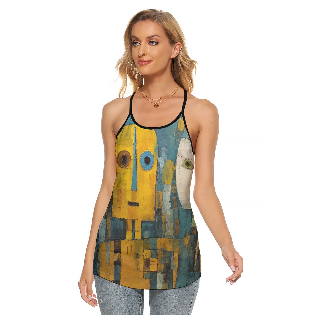 All-Over Print Women's Criss-Cross Open Back Tank Top