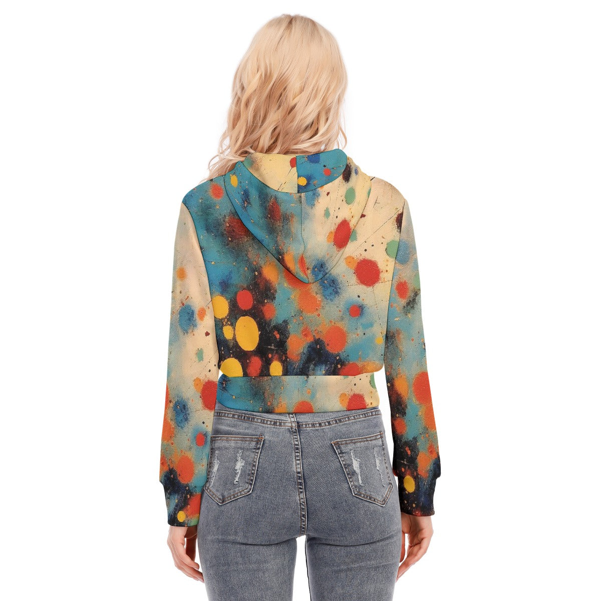 All-Over Print Women's Crop Top Hoodie With Zipper Closure