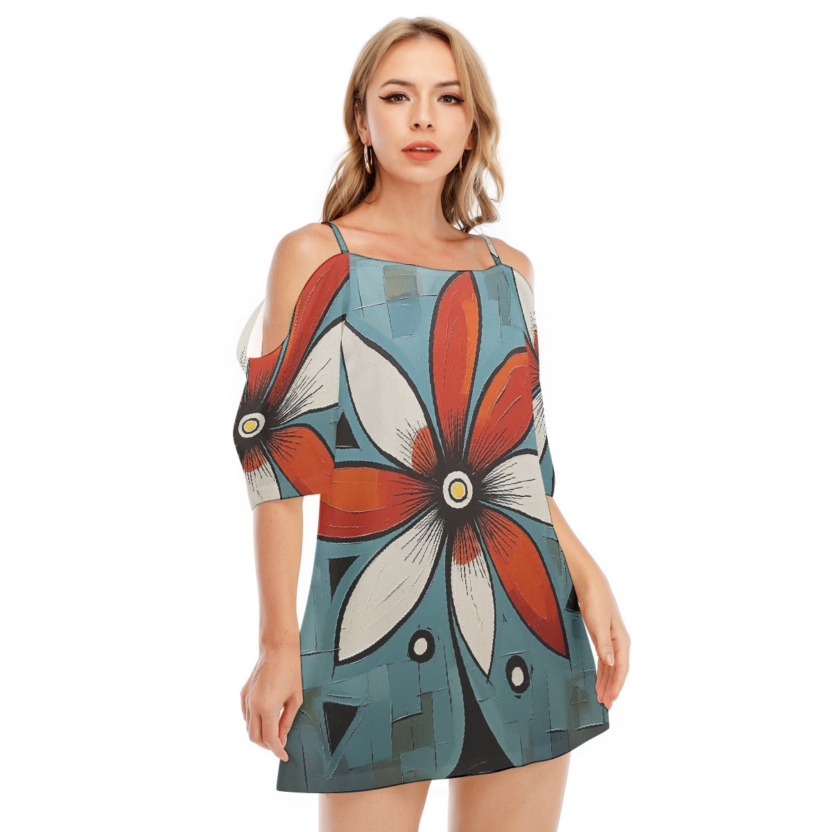 All-Over Print Women's Off-shoulder Cami Dress