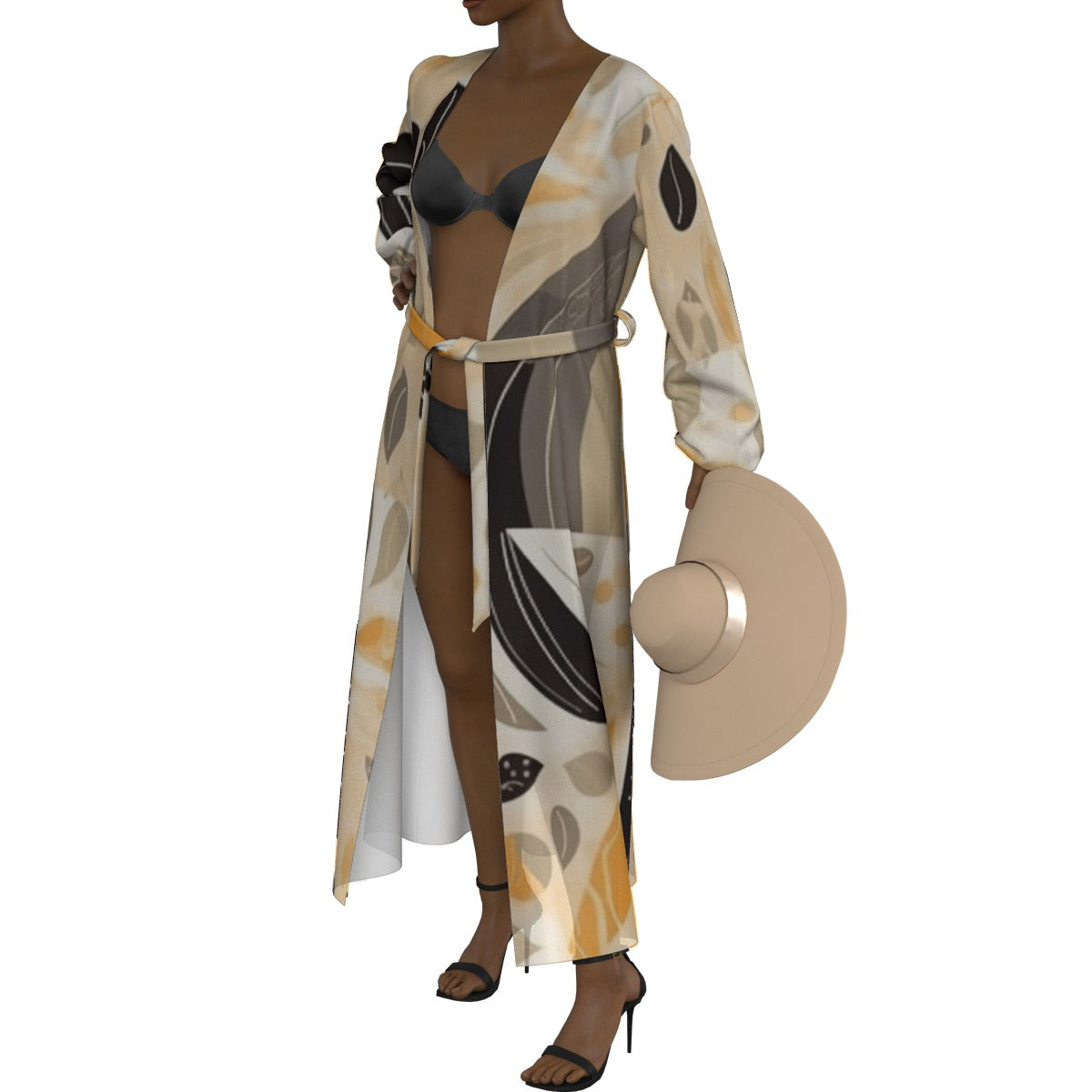 All-Over Print Women's Lace-up Chiffon Robe